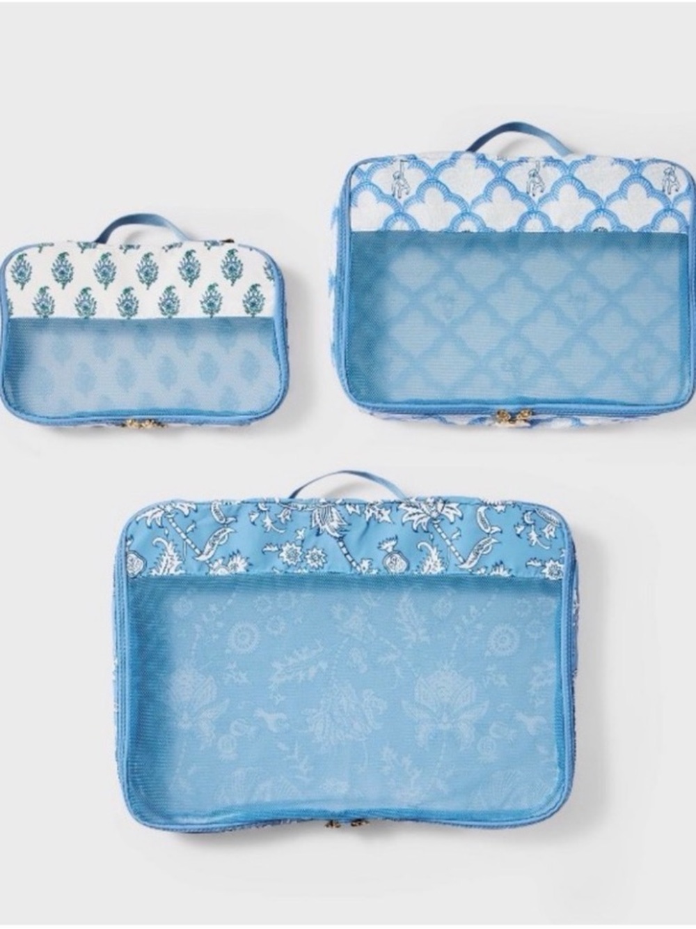 Roberta Roller Rabbit x Target 3pc Packing Cube Set, Blue, NWT